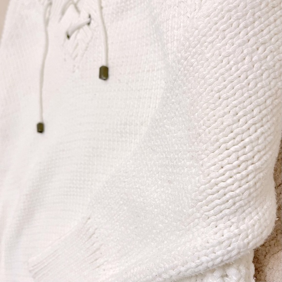 ZARA KNIT WOMENS ITALIAN YARN SWEATER  CHUNKY KNIT LACE UP - Picture 7 of 8